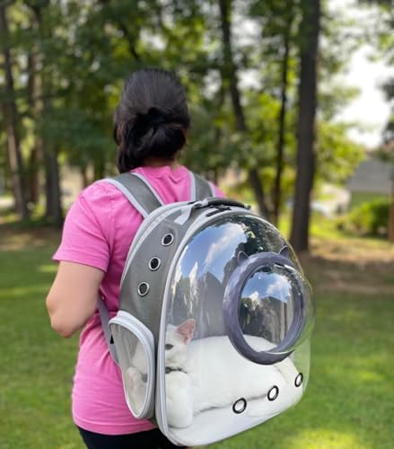 Expandable Cat Carrier Backpack, Backpack for Cats Kitten Small Puppy, Airline Approved Cat Bubble Backpack, Space Capsule Astronaut Carrier (Brown, Back Extension) - Image 7