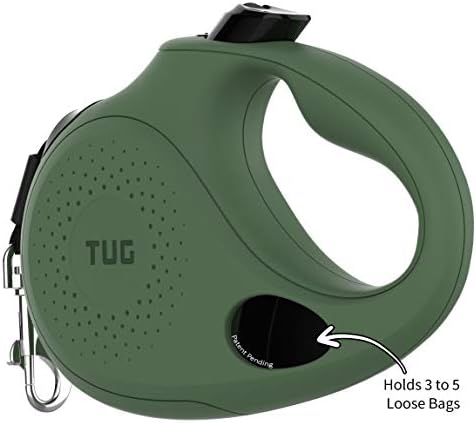 TUG Oval 360° Tangle-Free Retractable Dog Leash with Integrated Waste Bag Dispenser (Large, Green) - Image 2