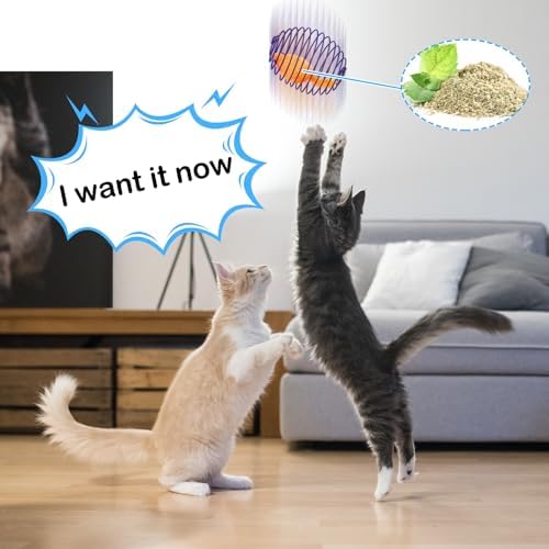 Jecery 5 Pcs Cat Toys Spring,Catnip Rats,Multicolor - Image 7
