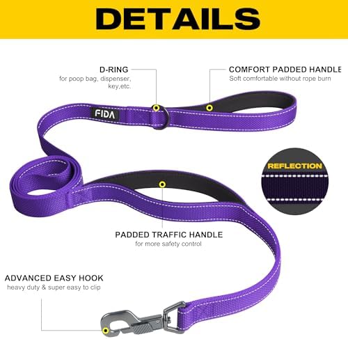Fida Heavy Duty Dog Leash for Medium Large Dogs, 4 FT, Dual Padded Handles - Image 2
