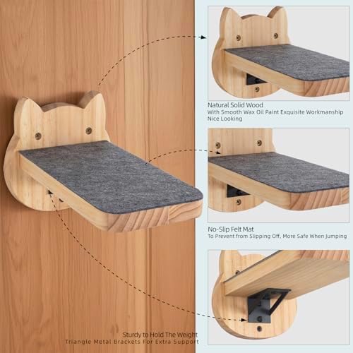 ESPETS Natural Solid Wood Cat Wall Floating Steps, Set of 3 - Image 2