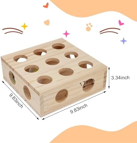 Hypeety Interactive Cat Toy Puzzle Box Wooden Treat Maze Scratcher Peek Play Toy Box Fun Interactive Cat Toy Fun Hide and Seek Agility Toys - Image 2