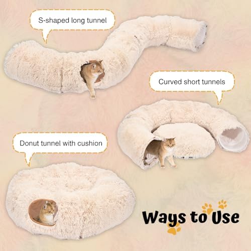 Avont Cat Tunnel Bed, Washable Cushion, Large 3-in-1 Play Tube for Cats - Image 2