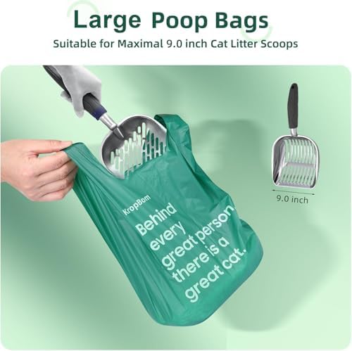 60 Count Cat Poop Bags Large Pet Waste Sacks with Handles, Disposable Litter Bags for Pet Poop, Extra-Thick Waste Bags Easy Tie Leak-Proof Strengthen Unscented - Image 6