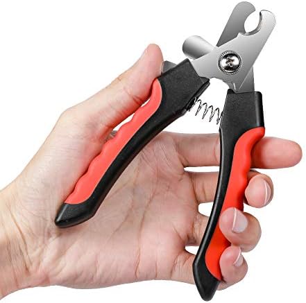 Dog Nails Clippers Trimmer with Safety Guard to Avoid Over-Cutting, Razor Sharp Blades with Bonus Dog Nail File, Cat Claw Clippers with Sturdy Non Slip Handles for Pets Dog Cat(Red & Black) - Image 2