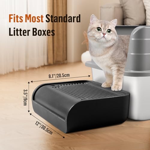 Cat Step for Litter Box, Litter Box Ramp with Filter Function, Black - Image 2