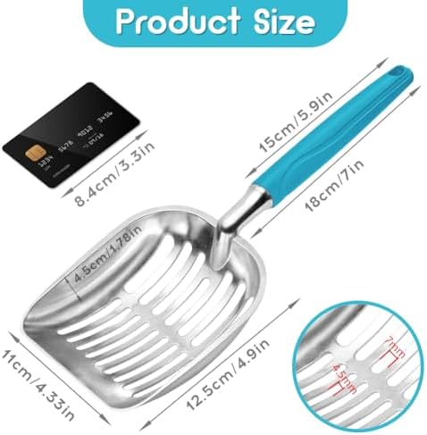 Cat Litter Scoop, Metal Cat Scooper, Plastic Handle Scoop, Sifting Shovel of Christmas– Heavy Duty Aluminum Alloy Litter Box Scoop with Deep Mesh, Design for Easy Waste Removal and Cleaning(Lake Blue) - Image 2