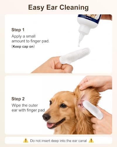 Dog Ear Cleaner with Finger Pads for Floppy Ears & Long-Eared Dogs, Deodorizing Ear Cleaning Solution - Image 7