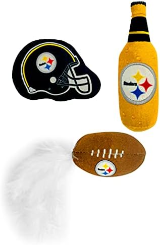 BEST PLUSH CAT TOY NFL PITTSBURGH STEELERS Complete Set of 3 piece Cat Toys filled with Fresh Catnip. Includes: 1 Helmet Cat Toy, 1 Football Cat Toy with Feathers & 1 Beer Bottle. Beautiful Team LOGOS - Image 6