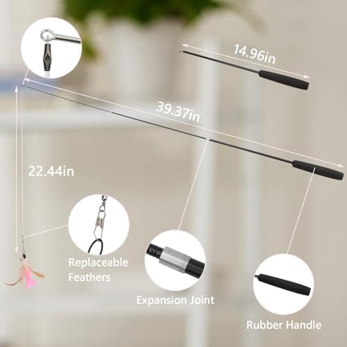 Hypeety Cat Toys for Indoor Cats Interactive Wand with Refillable Feathers - Image 2