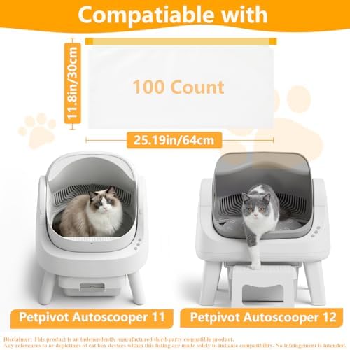 Litter Box Bags for PetPiv.o AutoScooper 11/12, 25.19x11.8in, 100 Count - Image 2