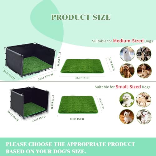Foldable Indoor Dog Potty Tray with Artificial Grass Mat 34.64x28.34x17.72 - Image 2