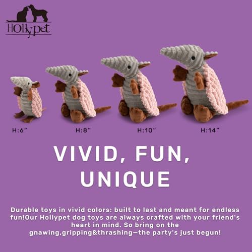 Hollypet Armadillo Squeaky Puppy Dog Toys for Small Medium Dogs, 8" - Image 2