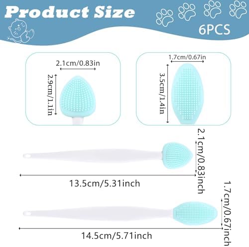 6 Pcs Cat Acne Chin Treatment Cat Acne Brush Set Black Seed Exfoliating Brush Silicone Double-Sided Grooming Brushes Cats Grooming Essentials for Chinacne and Cleaning Blackhead Exfoliation - Image 2