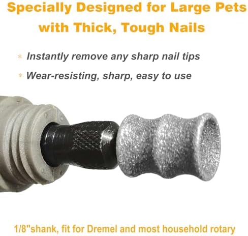Extra Large Dog Nail Trimmer Bits for Dremel - Dog Nail Grinder Attachment for Large Pets with Thick, Tough Nails - Image 2