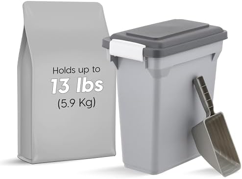 IRIS USA Dog Food Storage Container, Up to 13 lbs, Gray/Dark Gray - Image 2