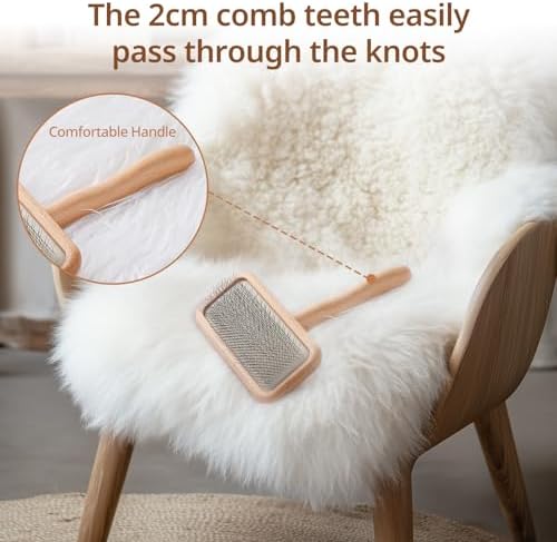 Black Sheepskin Wool Brush - Carpet Rake Tool - Image 6