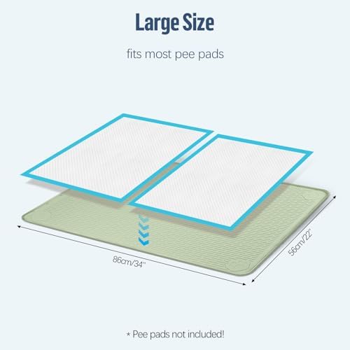 Pee Pad Holder for Dogs 34''x22'' Silicone Puppy Pee Pad Tray, Green - Image 2