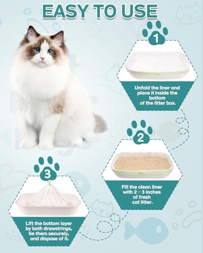 60 Count Litter Box Liners, 36" x 18" Jumbo Size Cat Litter Bags, Thick Large Kitty Litter Liner XL, Easy Clean Up Litter Pan Liners, Pet Cat Supplies - Image 6