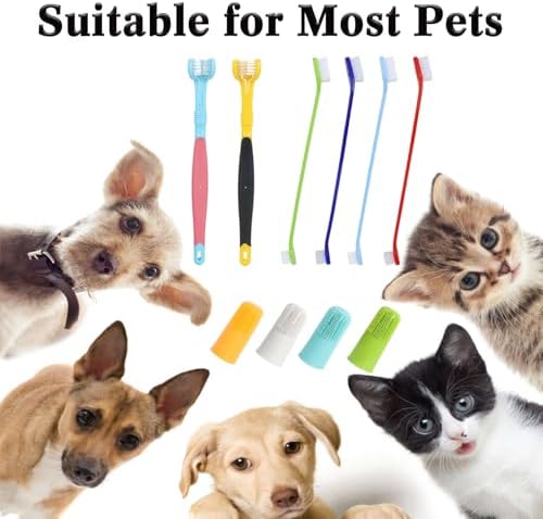 YMCCOOL Triple Head & Double Head Dog Toothbrush Set,360 Degree Toothbrush,Finger Rubber Toothbrush, Multi-Angle Dental Cleaning Brushes forDog Cat Oral Dental Health - Image 6