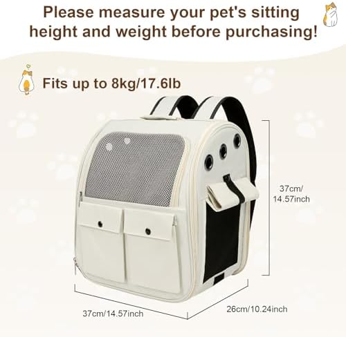 Airline Approved Cat Carrier Backpack - Ventilated Breathable Mesh for Small Dogs & Cats (15lbs), Soft Sided Dog Backpack for Hiking, Camping, Travel & Vet Visits with Padded Straps (White) - Image 2