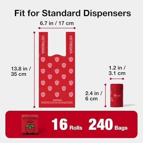 VETRESKA Dog Poop Bag with Handles 240 Count, Strawberry Scented Waste Bag - Image 2