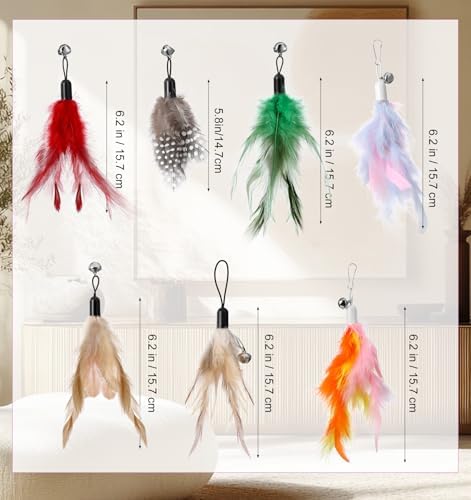 12 Pcs Cat Toy Attachments, Cat Toys Feather Replacement with Bells - Image 2