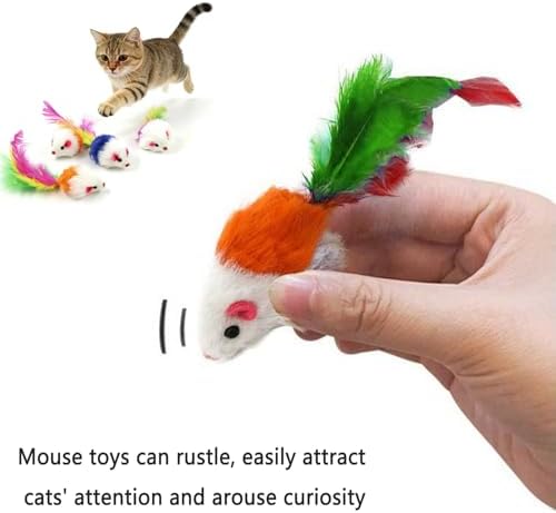 Cat Mouse Toy - 15 Pack Furry Rattle Mouse Toys for Cats with Feather Tail, Realistic Plush Kitten Toys with Catnip & Rustling Sound, Interactive Cat Toys for Indoor Cats - Image 2