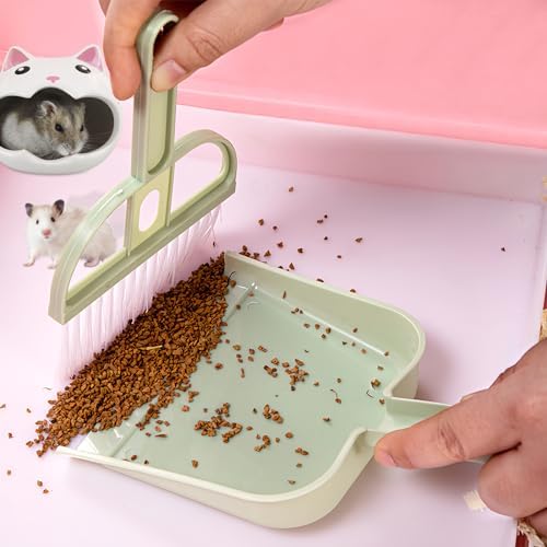 Mini Dustpan and Brush Set, Portable Exquisite Pet Waste Cleaning Kit, Hamster Sand Scooper Cage Cleaning Tool for Small Pets Guinea Pigs Hedgehogs Hamsters Chinchillas Rabbits (Green) - Image 6