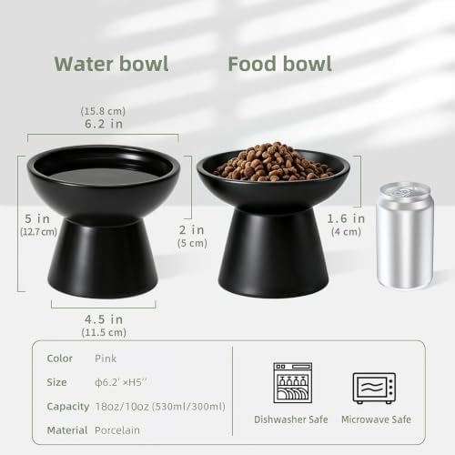 CEEFU 2-Pack Elevated Ceramic Cat Bowls Extra Wide for Food & Water - Image 2