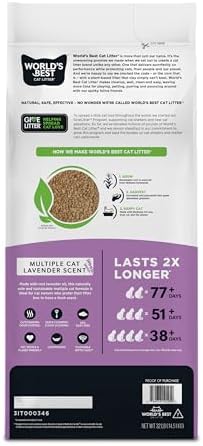 World's Best Cat Litter Lavender, Long-Lasting Odor Control, 32 lb Bag - Image 2