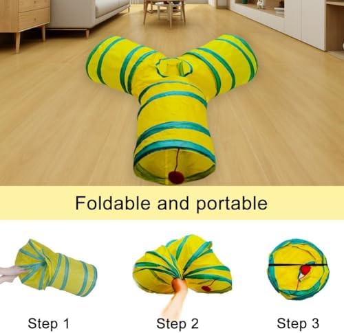 Cat Tunnel Tube Toys, 3 Ways Tunnels for Indoor Cats with Play Ball - Image 2