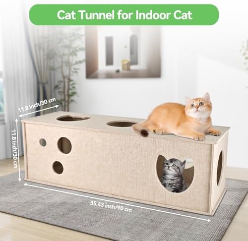 Homegroove Cat Tunnel for Indoor Cats, Felt Cat Tunnel, Beige, Straight - Image 2