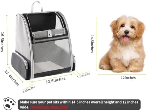 Pet Aura Portable Outdoor Pet Carrier Backpack. with Dual Ventilation System & See Through Cabin. Travel Bag for Small Dog/cat (Gray). - Image 2