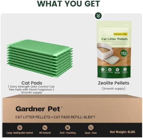 Gardner Pet Zeolite Cat Litter Pellets with 8 Absorbent Cat Litter Pads - Image 2