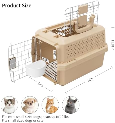 RIZZARI Dog Travel Carrier Crate: Lightweight Handle Ventilated Design - Image 2