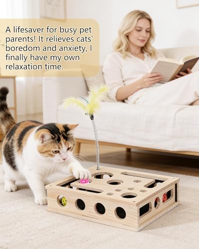 Cat Toys for Indoor Cats – Interactive Wooden Puzzle Box - Image 2