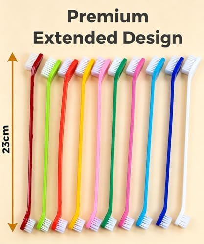 20Pack Double Headed Pet Toothbrush for Dogs & Cats - 10 Colors x 2 Pack Long Handle Dog Cat Dental Brushes with Soft Bristles - Bulk Value Pack for Multi-Pet Homes and Travel - Image 7
