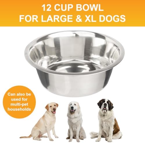 Neater Pet Brands 12 Cup (96 oz.) Stainless Steel Dog Bowls, Set of 2 Metal Bowls for Large Breed, Large Dog Water Bowl or Food Bowl for Indoors or Outdoors, Dishwasher Safe Dish for Extra Big Dogs - Image 2