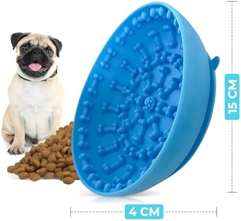 Lick mat for Dog Slow Feeder Bowl Anxiety Boredom Reducer Perfect for Yogurt, Peanut Butter. Wobble Dog Slow Feeder Bowl Easy to Clean - Non Slip Design BPA Free Silicone Licking mat - Blue - Image 2