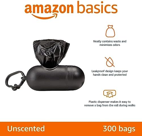 Amazon Basics Dog Poop Leak Proof Bags with Dispenser and Leash Clip, Unscented, 13" x 9" Large Size, 300 Count - Image 2