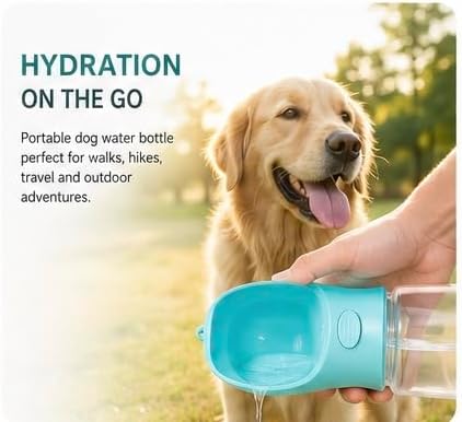 Portable Dog Water Bottle with Food Container, Leak-Proof Pet Travel Water Dispenser, One-Hand Operation, Built-in Filter, Portable Water Bowl for Dogs & Cats, Walking, Hiking & Travel - Image 2