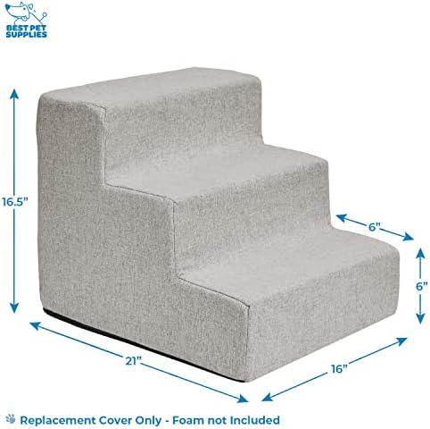 Best Pet Supplies Foam Pet Steps Cover for Small Dogs and Cats, Portable Ramp Stairs for Couch, Sofa, and High Bed Climbing (Cover Only) - Sand, 3-Step (H: 13.5") (Cover Only) - Image 5