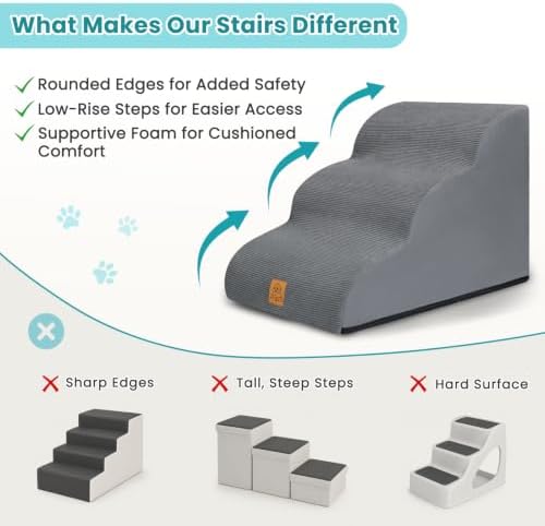 Dog Stairs for Small Dogs and Cats, 3-Step Dog Steps for Couch, 15.7" H - Image 7