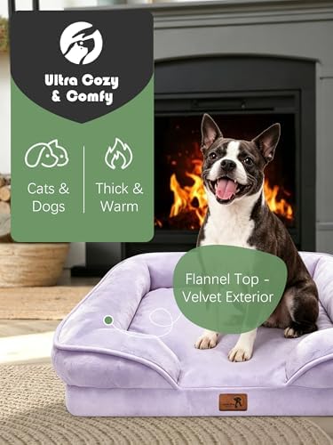 Spotted Play Orthopedic Dog Bed with Sides - Sofa Beds for Small Dogs, Supportive Foam Pet Couch Bed with Washable Removable Cover, Waterproof Lining and Non-Slip Bottom, Purple - S - Image 2