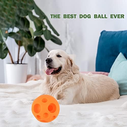 Evan Dog Toy Balls, 5 Inch Treat Tricky Ball Food Dispensing Toys Tricky Fun Interactive Dog Toy Food Dispenser Toy Puzzle Toy Ball Dog Chew Toys Ball for Large Medium Slow Feeder Dog Bowls(Orange) - Image 6