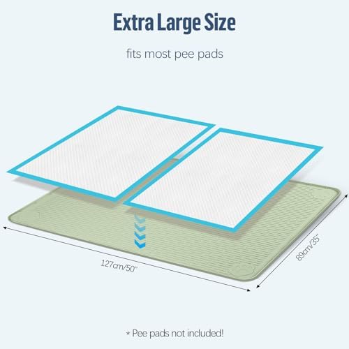 Pee Pad Holder for Dogs 50''x35'' Silicone Puppy Pee Pad Tray, Green - Image 2