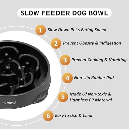 YINEYA 4 Cups Slow Feeder Dog Bowls Large Breed, Anti-Choking Pet Supplies, Maze Dog Food Bowl, Puzzle Feeder That Slow Down Eating - Image 2