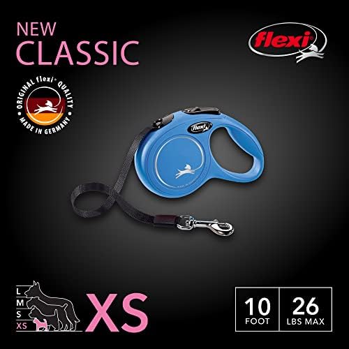 FLEXI® Classic XS Tape Retractable Dog Leash, 3-Finger Grip, 10 ft - Blue - Image 2