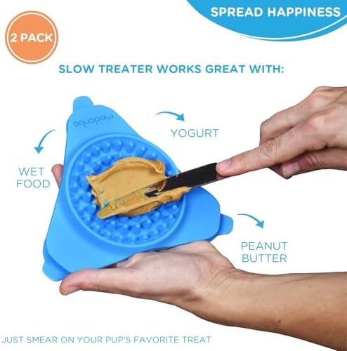 Aquapaw Suction Cup Lick Mat for Dogs - Bath Time Lick Mat for Bathtub - Mental Stimulation Slow Feeder Pad - Peanut Butter Treat Holder - 2-Pack, Regular, Blue - Image 6